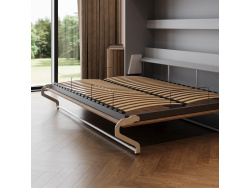 Murphy bed SMARTBett  140x200 Horizontal (M2 55cm depth) Pearl Grey/Wild Oak without upholstered frame incl.Lighting Set