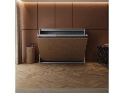 Murphy bed SMARTBett  140x200 Horizontal (M2 55cm depth) Pearl Grey/Wild Oak Upholstered frame without lighting