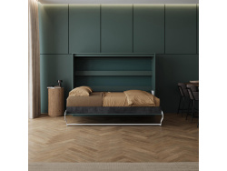 Murphy bed SMARTBett 140x200 Horizontal(M2 55cm depth) Rock green incl. lighting with upholstered frame