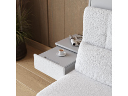 SMARTBett HANGING NIGHTSTAND.( 40cm depth) Pearl grey/White Fabric.