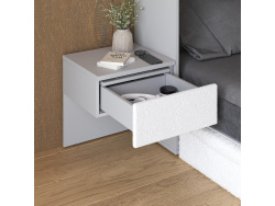SMARTBett HANGING NIGHTSTAND.( 40cm depth) Pearl grey/White Fabric.