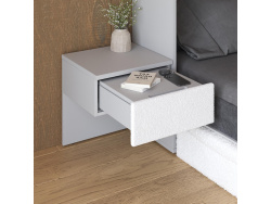 SMARTBett HANGING NIGHTSTAND.( 40cm depth) Pearl grey/White Fabric.