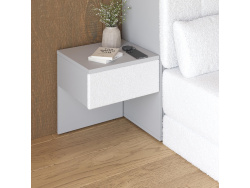 SMARTBett HANGING NIGHTSTAND.( 40cm depth) Pearl grey/White Fabric.