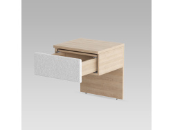 SMARTBett schwebende Nachtkonsole ( 40cm Tiefe) Kaiserberg Eiche/Weiss Stoff