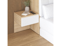 SMARTBett schwebende Nachtkonsole ( 40cm Tiefe) Kaiserberg Eiche/Weiss Stoff