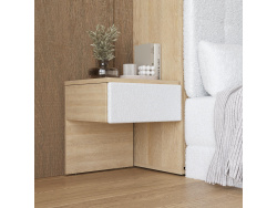 SMARTBett schwebende Nachtkonsole ( 40cm Tiefe) Kaiserberg Eiche/Weiss Stoff