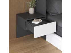 SMARTBett HANGING NIGHTSTAND.( 40cm depth) Anthracite / White Fabric.