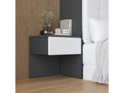 SMARTBett HANGING NIGHTSTAND.( 40cm depth) Anthracite / White Fabric.