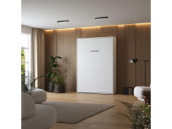Schrankbett M1(40 cm Tiefe) 140x200 Vertikal Weiss/Weiss