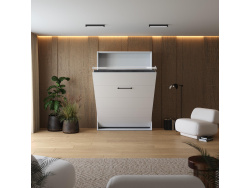 Schrankbett M1(40 cm Tiefe) 140x200 Vertikal Weiss/Weiss