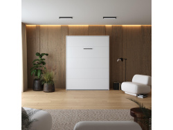 Schrankbett M1(40 cm Tiefe) 140x200 Vertikal Weiss/Weiss...