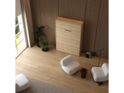 Schrankbett M1(40 cm Tiefe) 140x200 Vertikal Kaiserberg Eiche mit Polsterrahmen 140x200cm