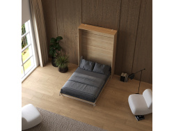 Schrankbett M1(40 cm Tiefe) 140x200 Vertikal Kaiserberg Eiche mit Polsterrahmen 140x200cm