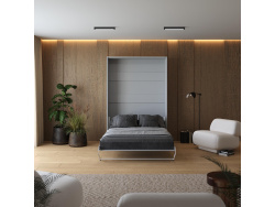 Murphy bed M1(40 cm depth) 140x200 Vertical Pearl Grey with upholstered frame 140x200cm