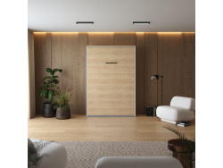 Murphy bed M1(40 cm depth) 140x200 Vertical White/Kaiserberg Oak