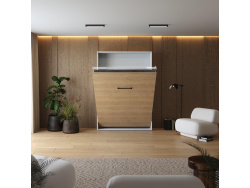 Murphy bed M1(40 cm depth) 140x200 Vertical White/Kaiserberg Oak