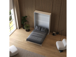 Murphy bed M1(40 cm depth) 140x200 Vertical White/Kaiserberg Oak