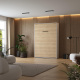 Murphy bed M1(40 cm depth) 140x200 Vertical White/Kaiserberg Oak