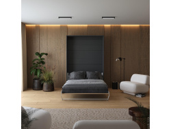 Murphy bed M1(40 cm depth) 140x200 Vertical Anthtracite/Kaiserberg Oak with upholstered frame 140x200cm