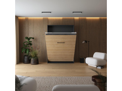 Murphy bed M1(40 cm depth) 140x200 Vertical Anthtracite/Kaiserberg Oak with upholstered frame 140x200cm