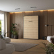 Murphy bed M1(40 cm depth) 140x200 Vertical Anthtracite/Kaiserberg Oak with upholstered frame 140x200cm