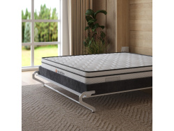 Schrankbett M1(40 cm Tiefe) 140x200 Vertikal Kaiserberg Eiche/Weiss mit Polsterrahmen 140x200cm