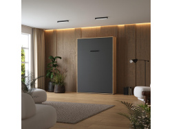 Schrankbett M1(40 cm Tiefe) 140x200 Vertikal Kaiserberg Eiche/ Anthrazit