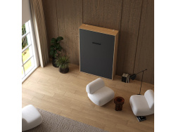 Schrankbett M1(40 cm Tiefe) 140x200 Vertikal Kaiserberg Eiche/ Anthrazit