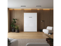 Murphy bed M1(40 cm depth) 140x200 Vertical Kaiserberg Oak /White Gloss