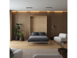 Murphy bed M1(40 cm depth) 140x200 Vertical Kaiserberg Oak /White Gloss