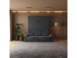 SMARTBett Schrankbett M1 140x200 Vertikal Anthrazit mit Sofa Anthrazit