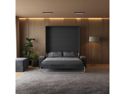 SMARTBett Schrankbett M1 140x200 Vertikal Anthrazit mit Sofa Anthrazit