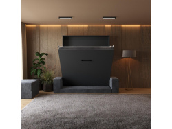 SMARTBett Schrankbett M1 140x200 Vertikal Anthrazit mit Sofa Anthrazit