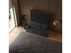 SMARTBett Schrankbett M1 140x200 Vertikal Anthrazit mit Sofa Anthrazit