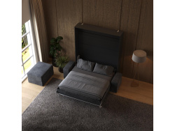 SMARTBett Schrankbett M1 140x200 Vertikal Anthrazit mit Sofa Anthrazit