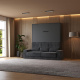 SMARTBett Schrankbett M1 140x200 Vertikal Anthrazit mit Sofa Anthrazit