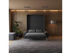 SMARTBett Wall Bed M1 140x200 Vertical Anthracite with Sofa Anthracite Armrest 11 cm