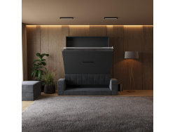 SMARTBett Schrankbett M1 140x200 Vertikal Anthrazit mit Sofa Anthrazit Armlehnen 26 cm