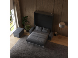 SMARTBett Schrankbett M1 140x200 Vertikal Anthrazit mit Sofa Anthrazit Armlehnen 26 cm
