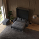 SMARTBett Schrankbett M1 140x200 Vertikal Anthrazit mit Sofa Anthrazit Armlehnen 26 cm