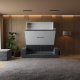 SMARTBett Wall Bed M1 140x200 Vertical White with Sofa Anthracite with Armrest 11 cm