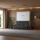 SMARTBett Murphy bed M1 140x200 vertical white with sofa anthracite