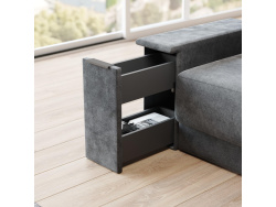 SMARTBett Wall Bed M1 140x200 Vertical White with Sofa Anthracite with Drawers