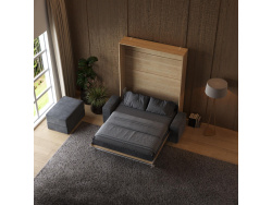 SMARTBett Wall Bed M1 140x200 Vertical Kaiserberg Oak with Sofa Anthracite