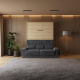 SMARTBett Wall Bed M1 140x200 Vertical Kaiserberg Oak with Sofa Anthracite
