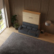 SMARTBett Wall Bed M1 140x200 Vertical Kaiserberg Oak with Sofa Anthracite