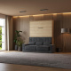 SMARTBett Wall Bed M1 140x200 Vertical Kaiserberg Oak with Sofa Anthracite