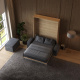 SMARTBett Wall Bed M1 140x200 Vertical Kaiserberg Oak with Sofa Anthracite 25 cm Armrests