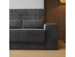 SMARTBett Schrankbett M1 140x200 Vertikal Perlgrau mit Sofa Anthrazit