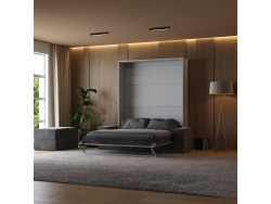 SMARTBett Wall Bed M1 140x200 Vertical Pearl Grey with...
